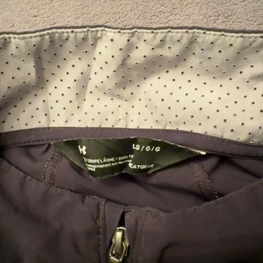 Under Armour Full Zip Jacket Men Large Gray Heatgear Perforated Athletic Sport